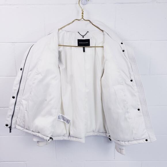 BCBG MAXAZRIA White Vegan Leather Puffer Coat Size Small Style # 14779BM-100 - Picture 3 of 12